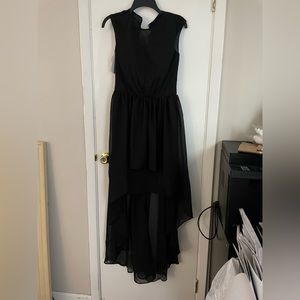 Black chiffon dress short in front and longer in back